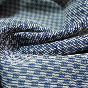 Hand Woven Ancient Loom Woven Fabric Indigo Blue Dye Yarn Jacquard  Natural Plant Dye Hand Dye ONE Meter Unit