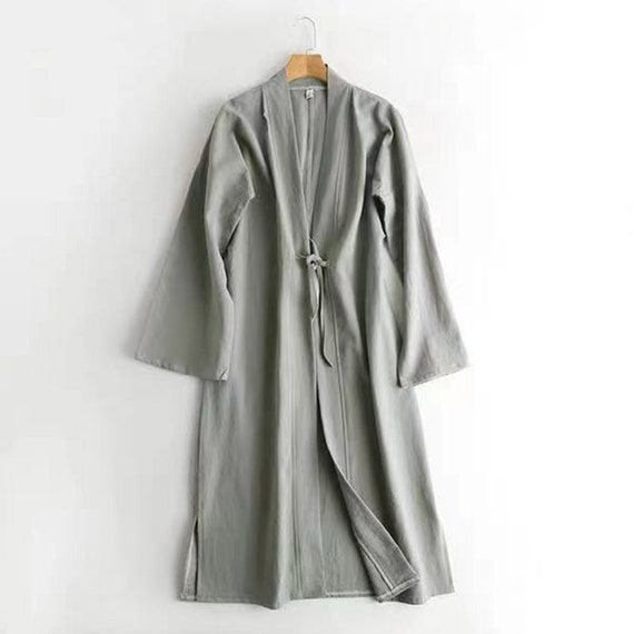 Linen Hanfu Robe Cotton Kimono Sleeves Long Robe Long Sleeve - Etsy