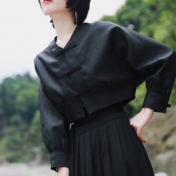 Chinese Toggle Closure Top Long Sleeves 