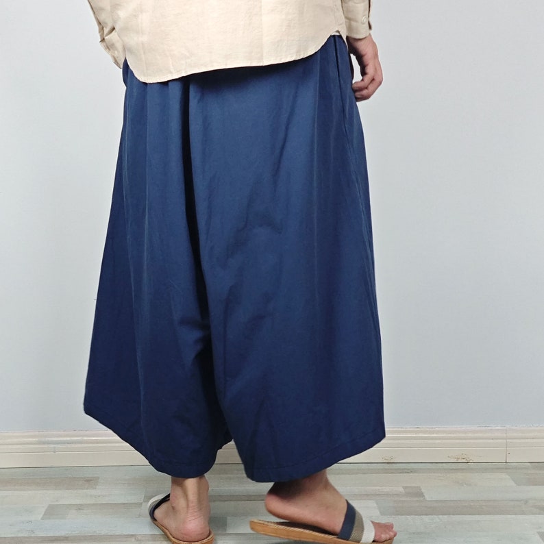 Hose mit weitem Bein für Männer / Harems-Culottes / Culottes / japanische KleidungHose mit weitem Bein für Frauen / Haremshose für Männer/Baumwollhose weite Baumwollhose Bild 3