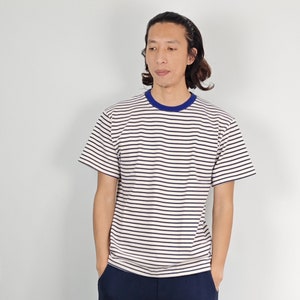 Neza Studio Sailors T-shirt Blue Strips Tees White T-shirt Unisex Tees blue stripes sailor shirt white blue t shirt long sleeves shirt