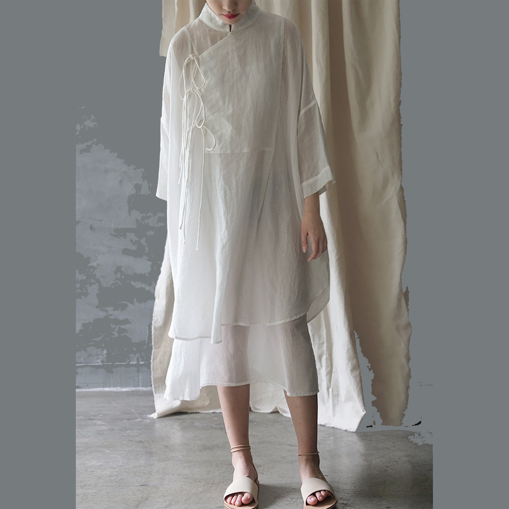 Hanfu Shirt Linen Hanfu Long Shirtdress Chinese Hanfu Top - Etsy