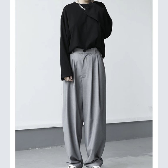 Korean Style Suit Pants Men's Casual Pants Pleated Loose Fitting