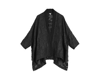 Kimono, Black Kimono, Neza Studio Black Front Open Cape Top Japanese Top for Woman Hanfu Night Jacket Kimono Top Kimono Dress Black Kimono