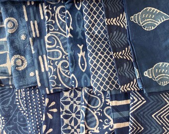 Handmade Block Prints Light Poplin cotton Fabric Indigo Blue Block print  Soft Cotton Block Print Hand Print Plant Dye Blue Block Prints