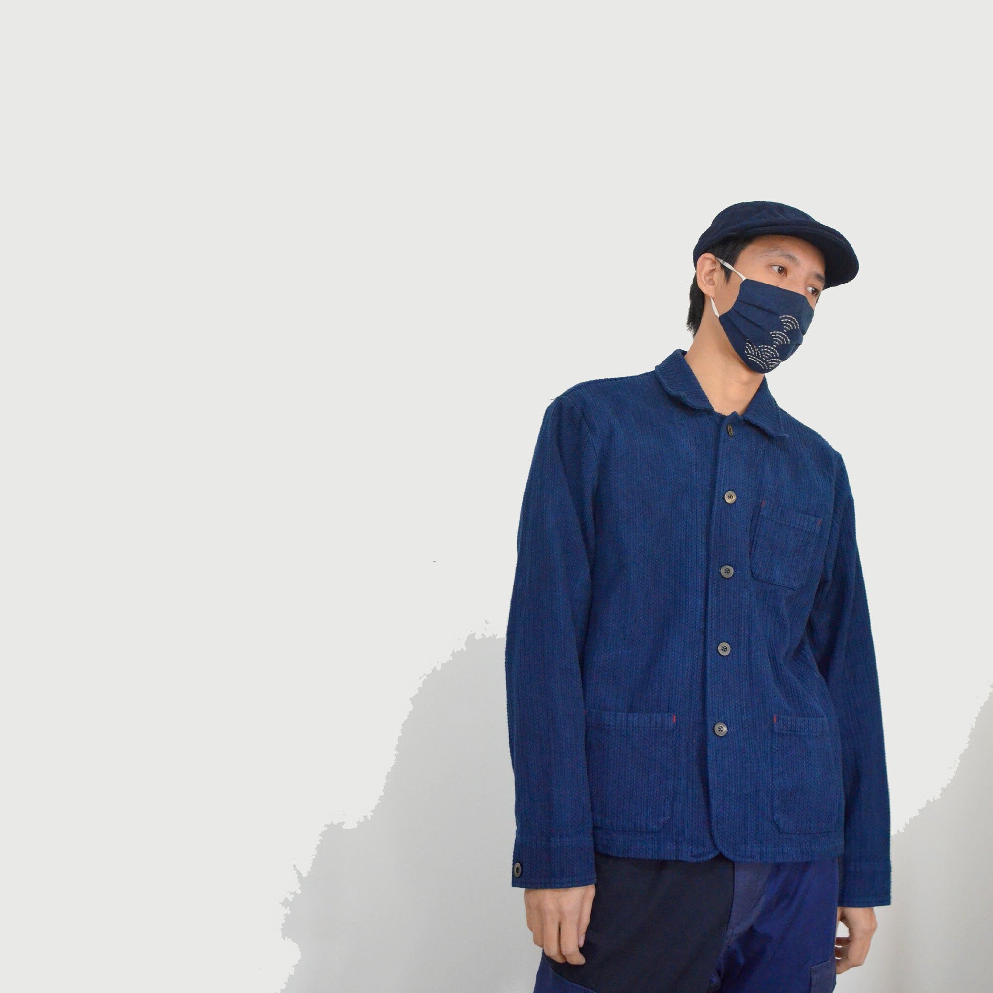 french workers jacket blue
