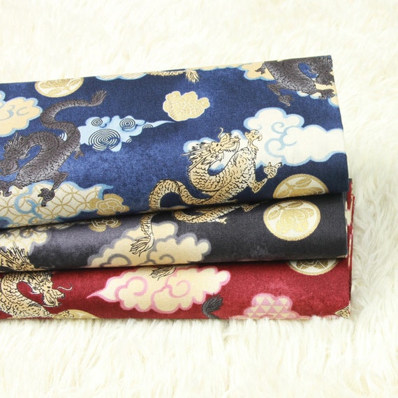 Japanese Cotton Dragon Theme Prints Fabric for Clothes Kimono | Etsy