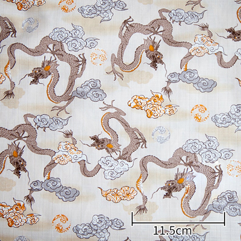 Japanese Cotton Dragon Theme Prints Fabric for Clothes Kimono Dress Apron Cotton Fabric Craft Supply Japanese Half Yard Unit 07