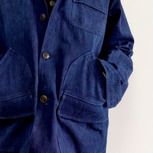 Indigo Blue Sashiko Jacket With Large Pockets Plant Dyed Indigo Jacket ...