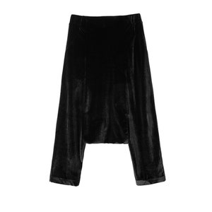 Black Velvet Harem Pants Low Crotch Adjustable Size Harem Pants, Slouchy Pants Neza Studio