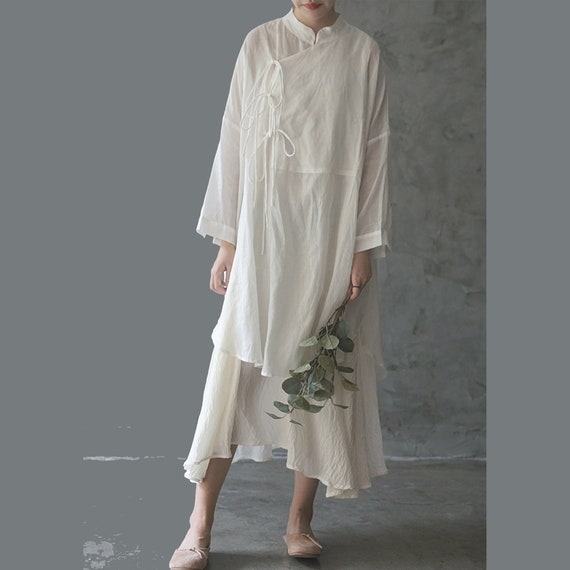 Hanfu Shirt Linen Hanfu Long Shirtdress Chinese Hanfu Top - Etsy