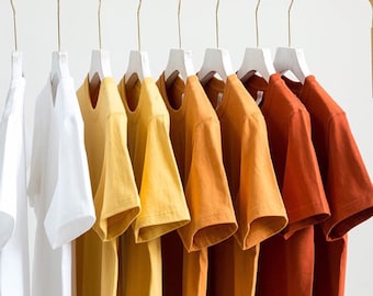 Neza Studio 4 PCS 100% Cotton Heavy Weight Basic Plain T-shirt 270g Soft Thick Tees Unisex Yellow Color Serie