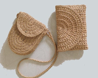 Hand crochet bag raffia clutch hand made clutch Raffie purse hand made purse crochet purse hand made raffia clutch crochet bag