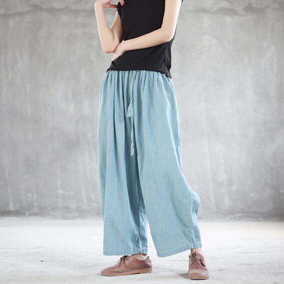 Denim Culottes Wide Leg Pant Linen 