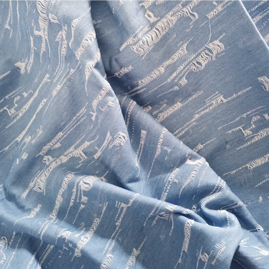 Light Blue Distressed Denim Fabric Ripped Denim Fabric Fabric Creation
