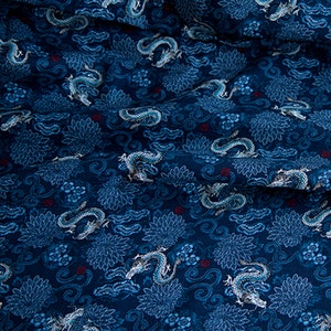 Japanese Cotton Dragon Theme Prints Fabric for Clothes Kimono Dress Apron Cotton Fabric Craft Supply Japanese Half Yard Unit 04