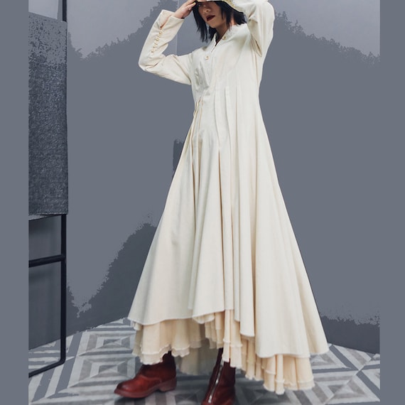 Linen Maxi Dress for Women Boho Dress Casual Asymmetric Hem Neza