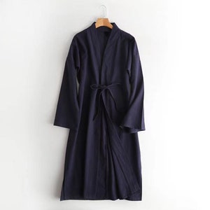 Linen Hanfu Robe Cotton Kimono Sleeves Long Robe Long Sleeve - Etsy
