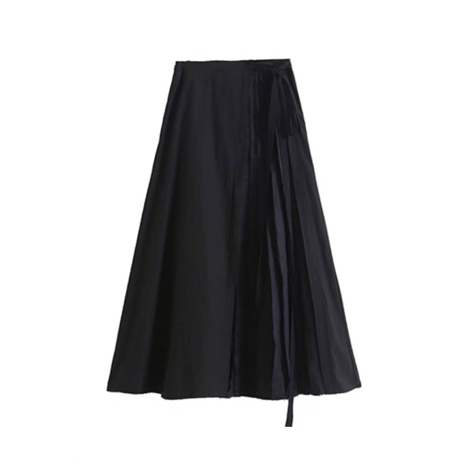 Black Cotton Linen Pleated Skirt Maxi Skirt With Drawstring - Etsy