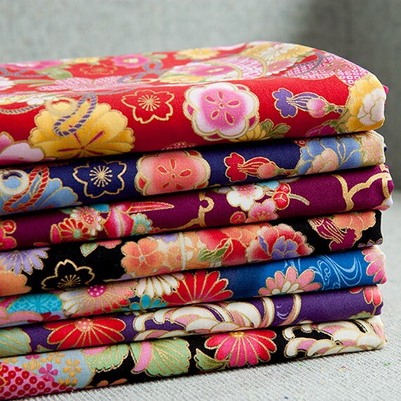 Japanese Floral Prints Fabric for Clothes Kimono Dress Cotton - Etsy