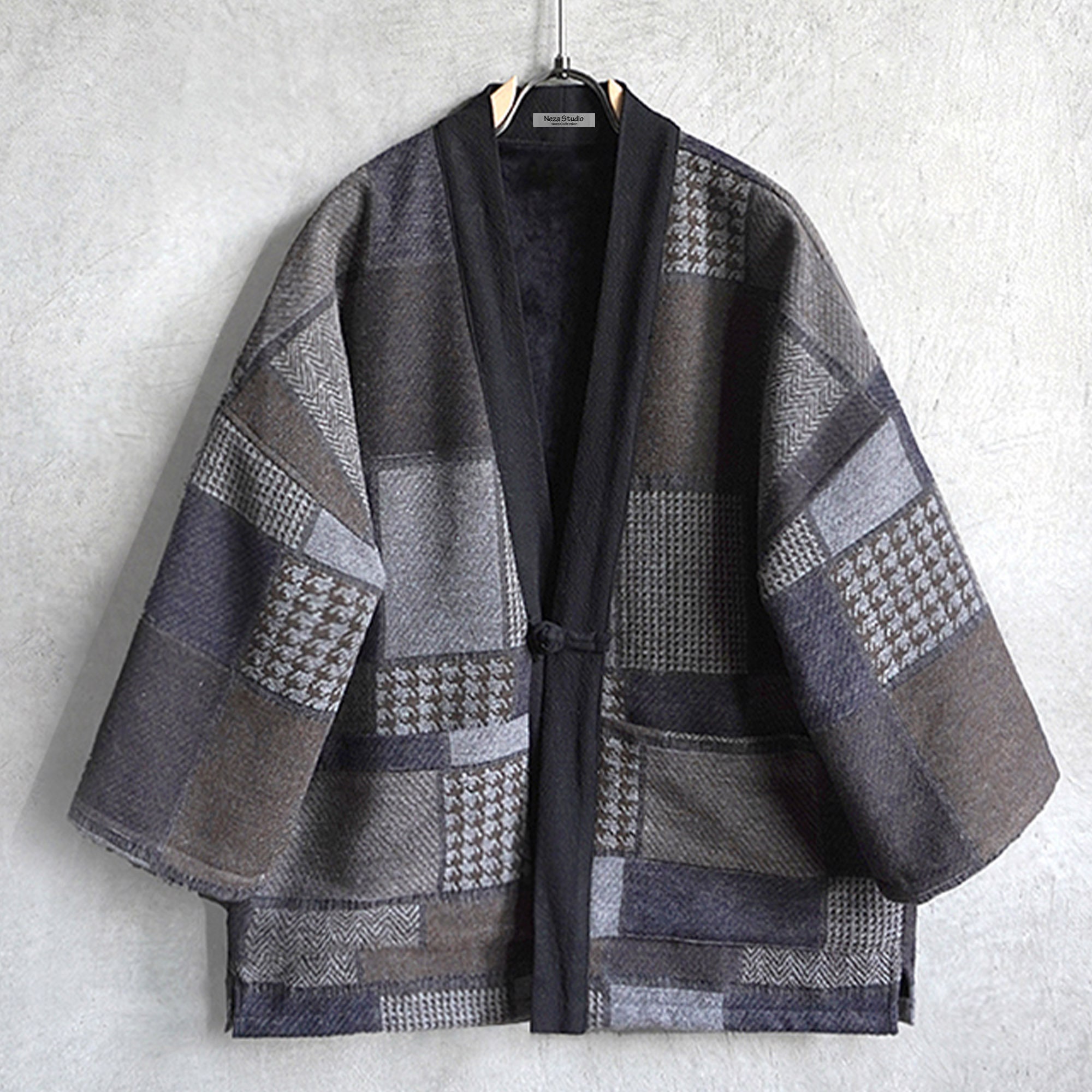 Men's Japanese Kimono Overcoat Noragi Cardigan Wool Etsy UK