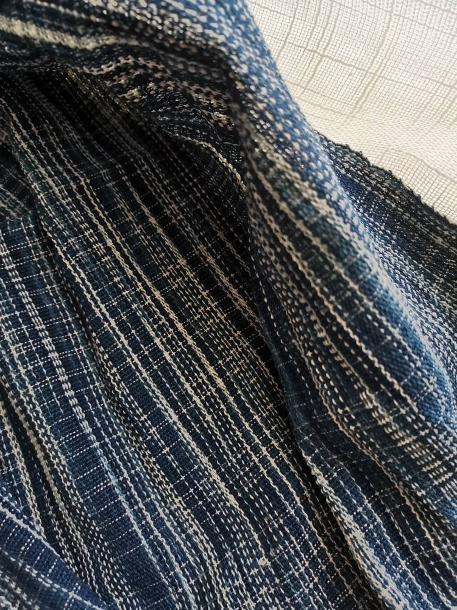 Ancient loom woven fabric indigo blue dye yarn natural plant | Etsy