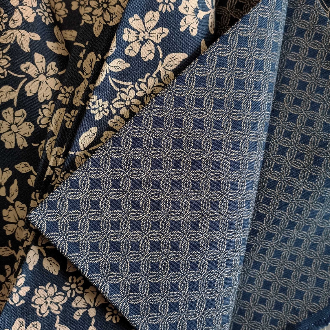 Japanese Fabric Bundle Navy Prints Fabric Quilting Quality Etsy
