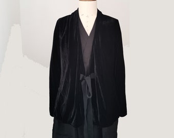 Kimono Velvet Top  Kimono shirt Kimono velet blouse  2 Way belt tie Kimono top for women Black velvet top