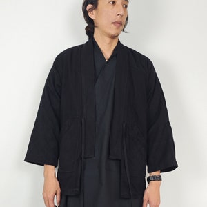 Neza Studio Noragi Jacket Japanese Jacket Kendogi Top Indigo Blue Jacket Sashiko Fabric CUSTOM MADE Kimono Jacket Japanese Clothing