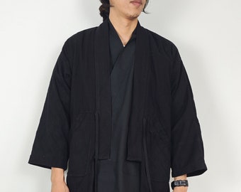 Neza Studio Noragi-Jacke, japanische Jacke, Kendogi-Top, indigoblaue Jacke, Sashiko-Stoff, maßgeschneidert, Kimono-Jacke, japanische Kleidung