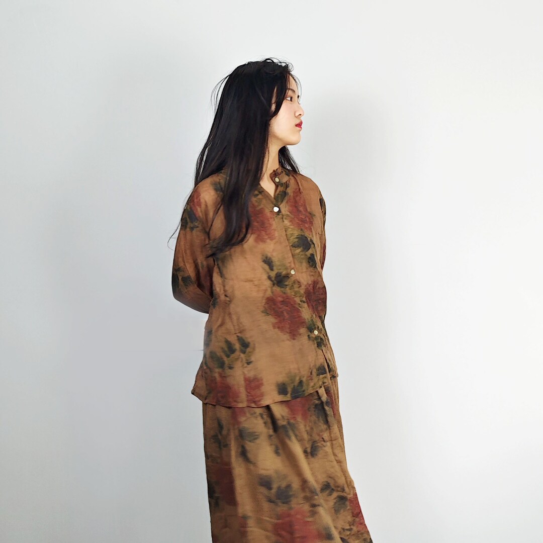 Women Summer Casual Print Thin Ramie HoodedShirt LL038