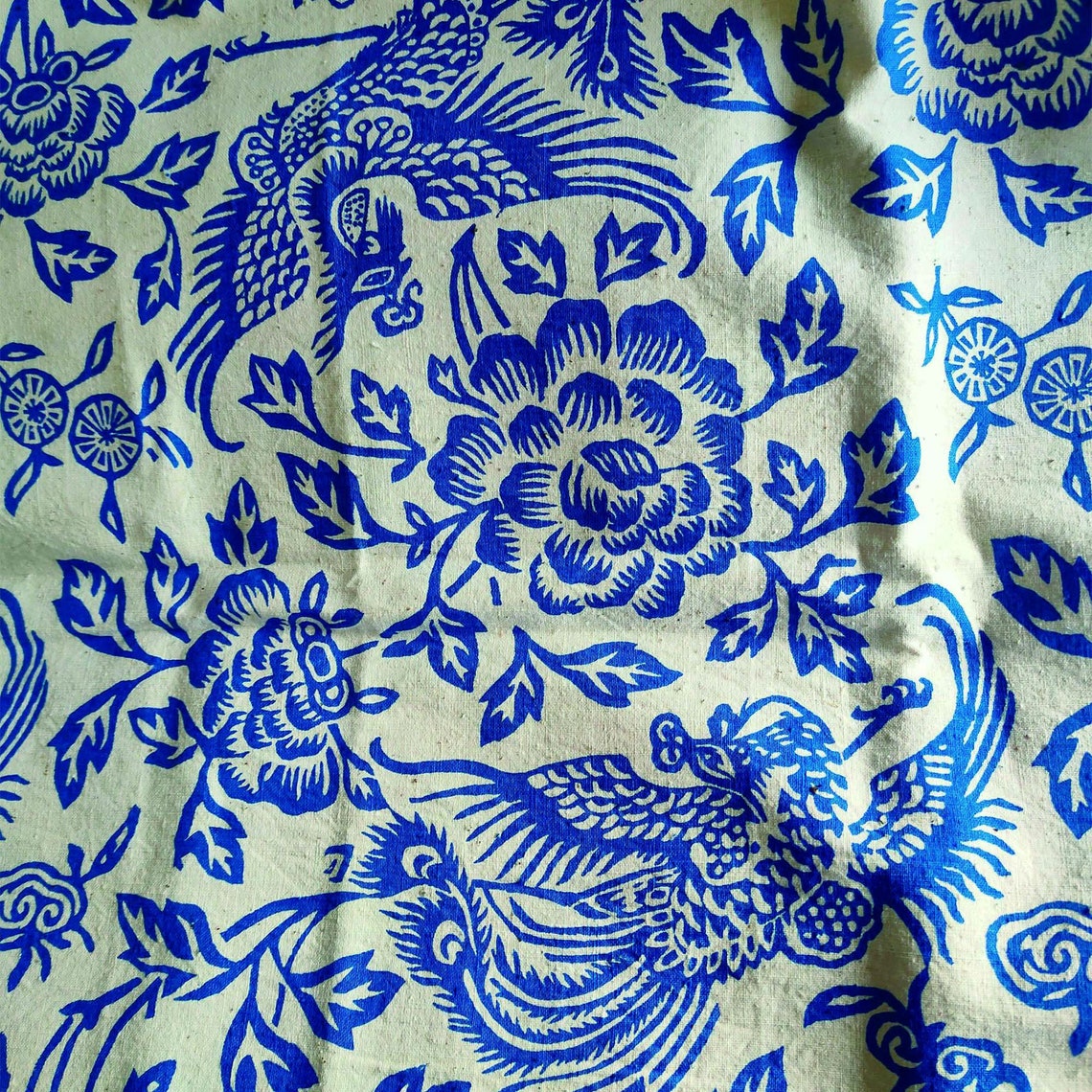 Vintage Chinese Block Print Hand Woven Fabric Block Print | Etsy