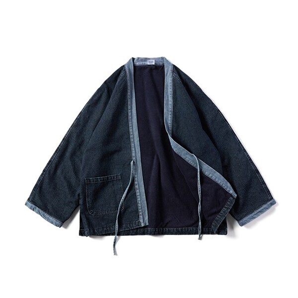 Kimono Denim Winter Fleece Lining Jacket Japanese Noragi Jacket Kimono Top Unisex Kimono Clothes Denim Top Kimono Neza Studio Kimono Jean