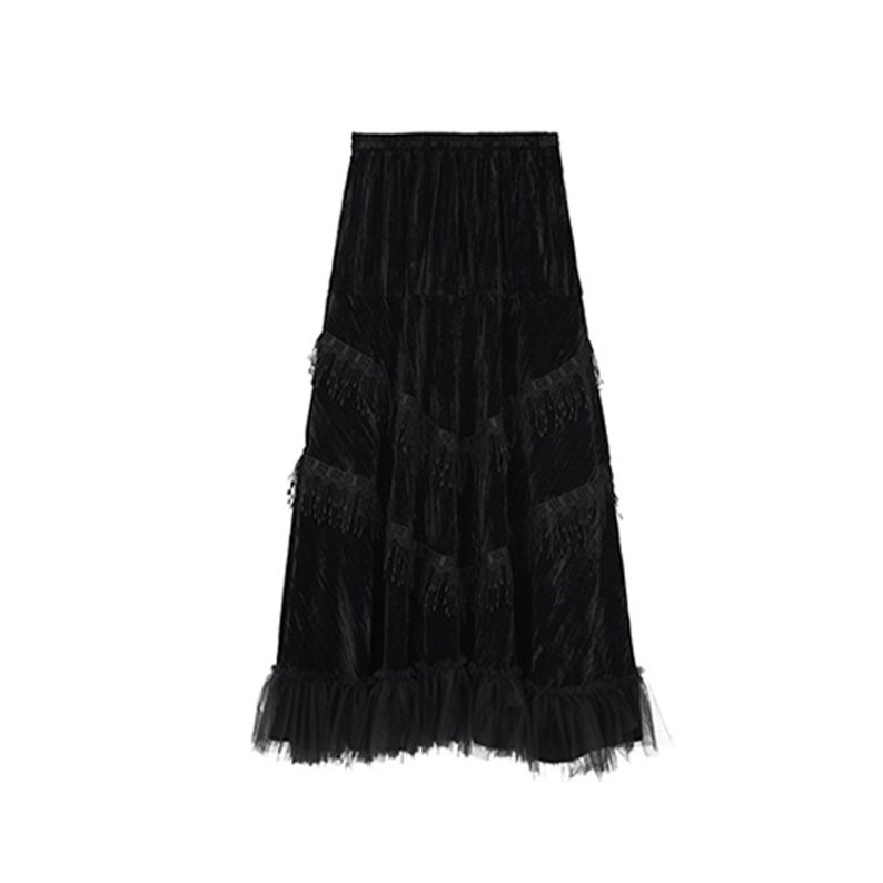 Black Velvet Lace Skirt Adjustable Size 2 Length Option Neza | Etsy