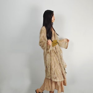 Lace hanfu top layer soft lace material hanfu top long hanfu open cardigan transparant lace material women's night robe