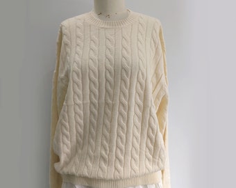 Clearing Sales gestrickter Pullover Beige Pullover Retro-Stil gestrickter Pullover lockere Passform gestrickter Pullover Kostenloser Versand Endverkauf