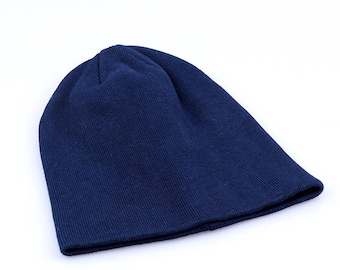 Indigo Blue Dye Natural Plant Dye Bun Hat for adults Unisex Knit Hat