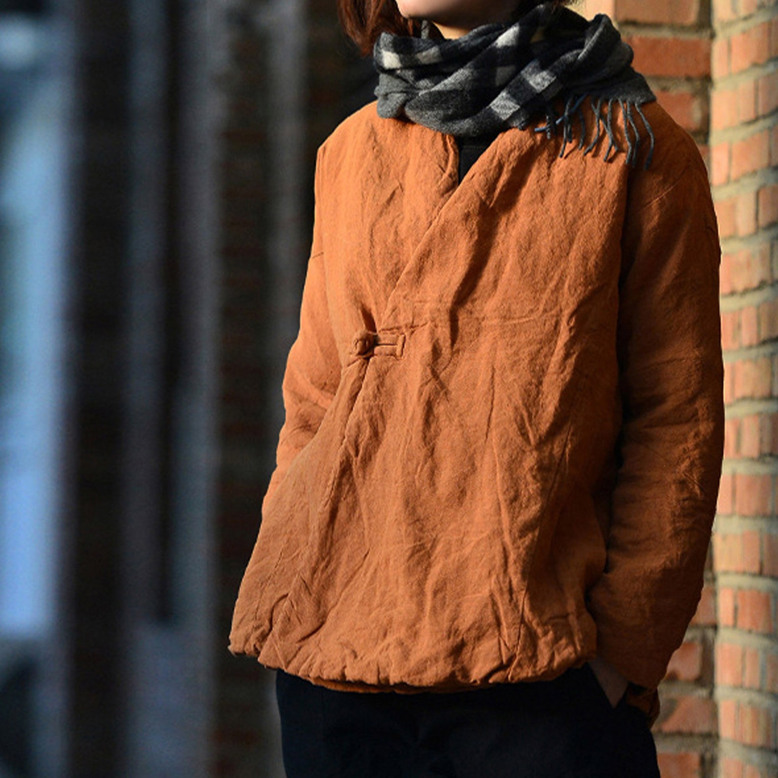 Linen Cotton Chinese Hanfu Modified Jacket Padded Quilted Coat Etsy