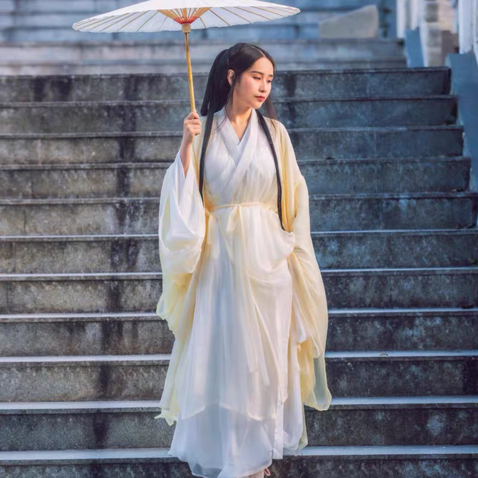 Chinese Hanfu Dress 4PCS Set daffod Flowing Maxi Dress Kimono Etsy