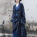Hanfu, Haori, Blue Kimono 3PCS Set Japanese Style Robe Chinese Hanfu Dress Modified Hanfu Neza Studio Maxi Kimono Dress OBI belt Indigo