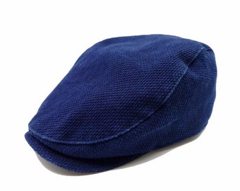 Neza Studio Indigo Blue Dye Flat Cap Newsboy Cap Sashiko Cap Unisex Navy newsboy hat, Ivy cap, Scally, Beret Hat, Pageboy, Paper Boy Cap
