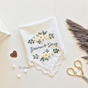 Personalised Handkerchief, Gift for my Husband,Wedding gift for Groom,Custom Hanky,Wedding handkerchief,Embroidered Hanky,Bride Handkerchief