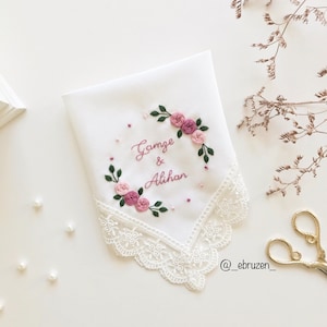 Personalised Handkerchief, Gift for my Husband,Wedding gift for Groom,Custom Hanky,Wedding handkerchief,Embroidered Hanky,Bride Handkerchief