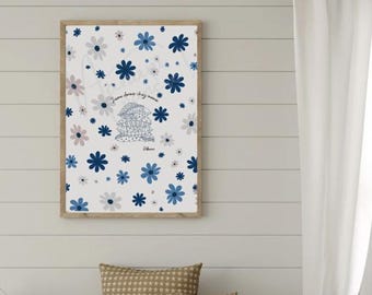 Póster personalizado de la abuela "Me gusta dormir en casa de la abuela" - Regalo único para el Día de la Abuela