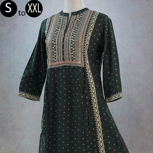 Olive Green Embroidered No Slit A-Line Rayon Kurta Palazzo | Indian Ethnic Summer Wear | Women Kurta Casual Form Indian Pakistani suit women