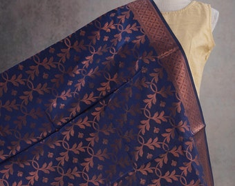 Silk Blend Benaras Dupatta in Colors Festive Copper Zari Scarf Indian Ethnic Shawl, Gold Zari Dhupatta, Neck Scarf, Neck Shawl, Gift for Her