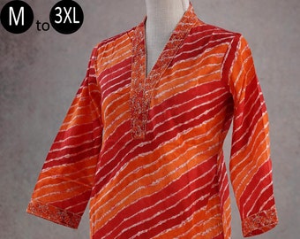 Blue Muslin Printed Round Neck Kurti