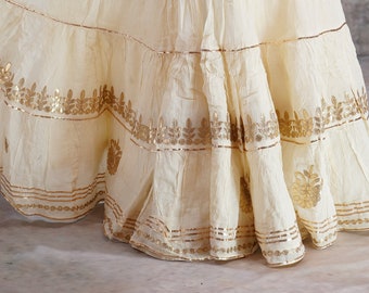 Off-White Gold Palazzo Leather work Skirt Indian Women Sharara Pants Kurta Trousers Casual Skirt Pakistani Gift for her Indian Skirt Lehenga