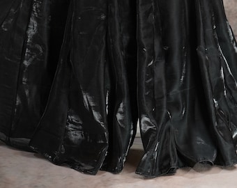 Black Gold Silver Green Shimmer Soft Silk Shiny Palazzo Sharara Pants Indian Women Bollywood Wedding Party Festive Skirt Pakistani Indian