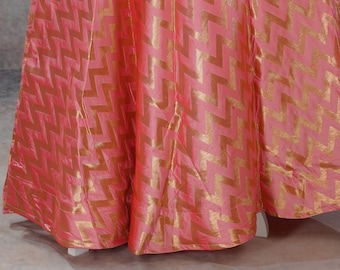 Chevron Gold weaving Silk Flared Skirt Indian Women Bollywood Women Wedding Party Festive Skirt Pakistani Gift for her Indian Skirt Lehenga